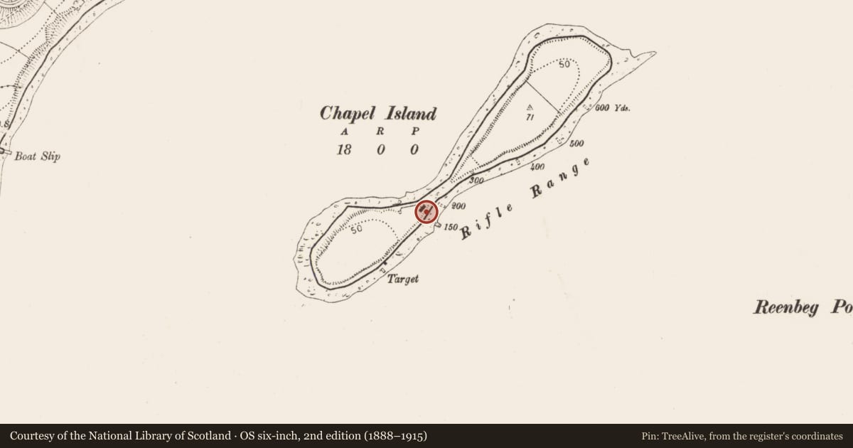 Ordnance Survey six-inch map, 2nd edition (1888–1915) covering the location of Chapel, Chapel Island Little, County Cork, with a pin at the register's coordinates