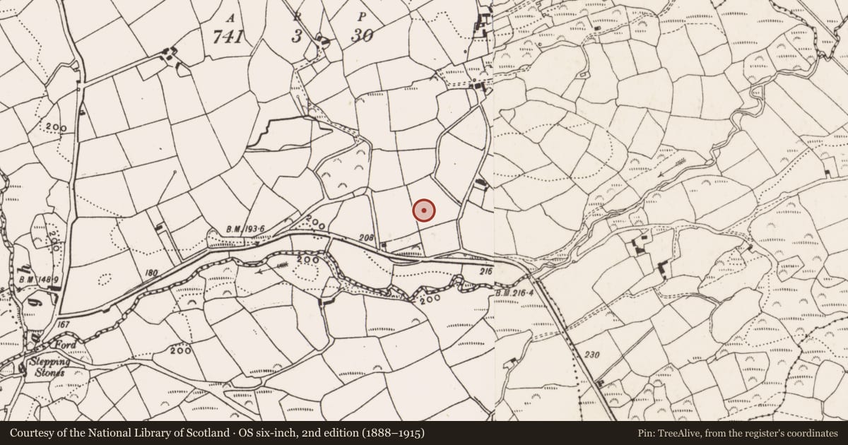 Ordnance Survey six-inch map, 2nd edition (1888–1915) covering the location of Boulder-burial, Baurnahulla, County Cork, with a pin at the register's coordinates