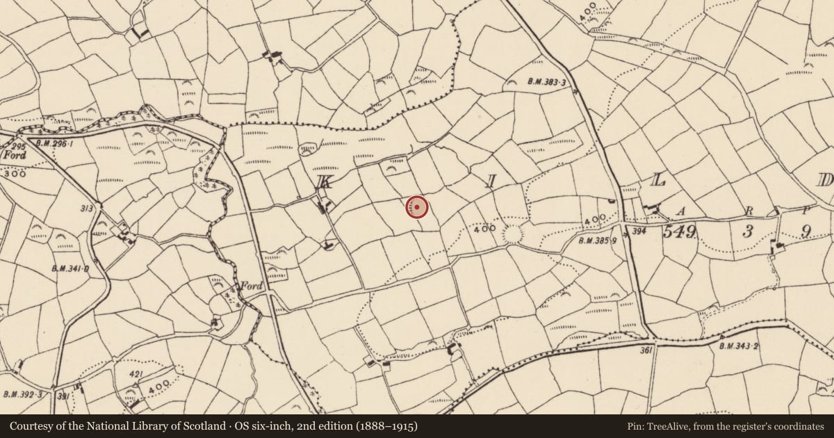 Ordnance Survey six-inch map, 2nd edition (1888–1915) covering the location of Ringfort - rath, Kildee, County Cork, with a pin at the register's coordinates