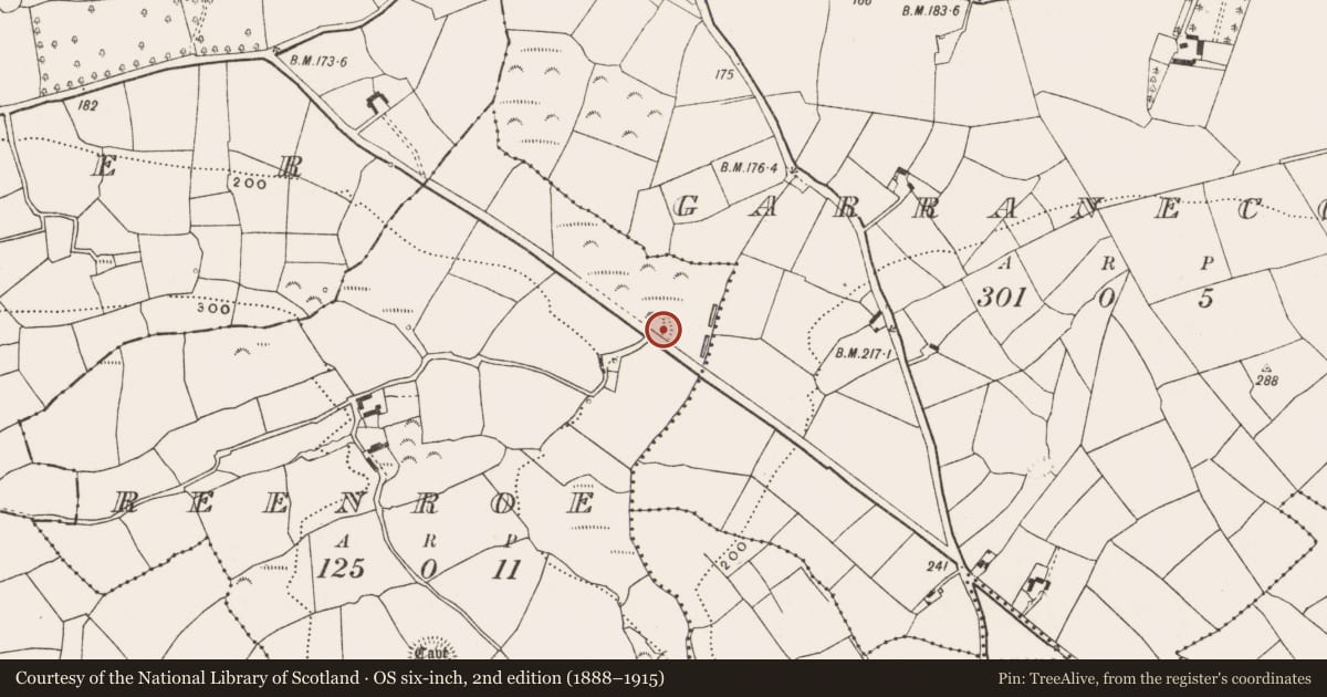 Ordnance Survey six-inch map, 2nd edition (1888–1915) covering the location of Enclosure, Reenroe, County Cork, with a pin at the register's coordinates