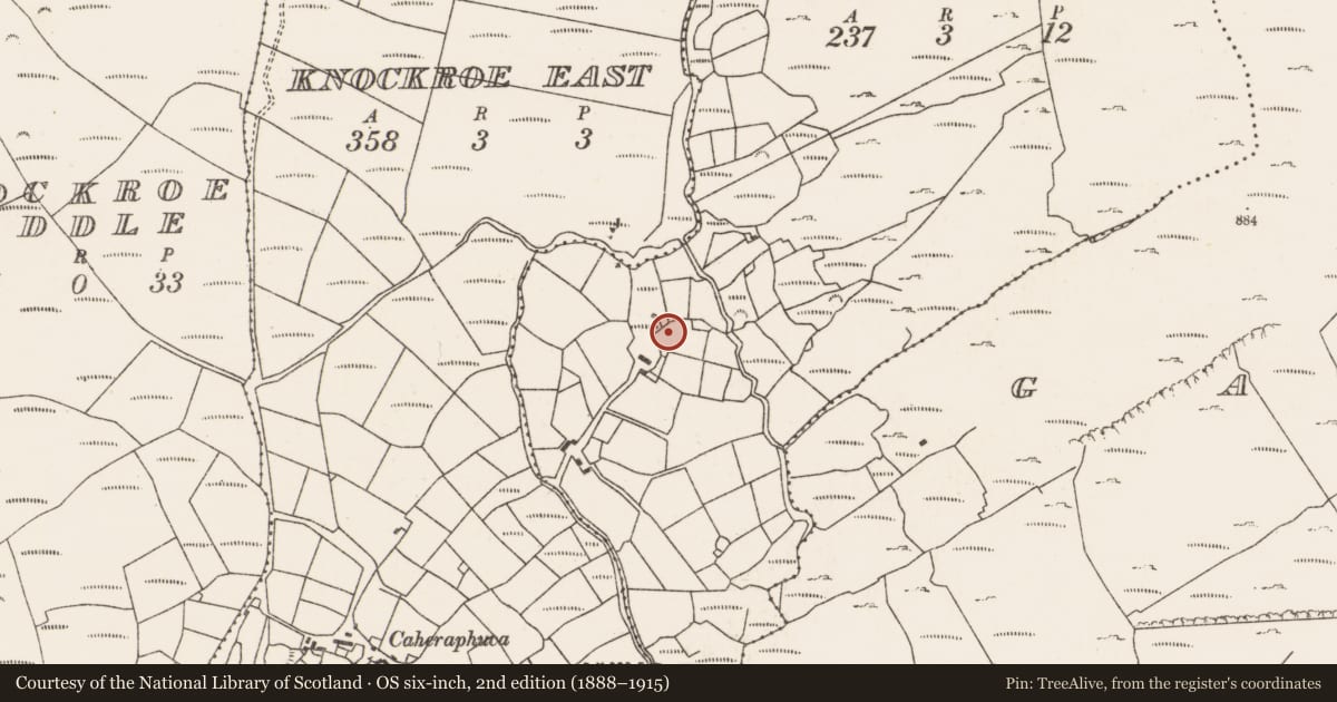 Ordnance Survey six-inch map, 2nd edition (1888–1915) covering the location of Souterrain, Cloghane Upper, County Cork, with a pin at the register's coordinates