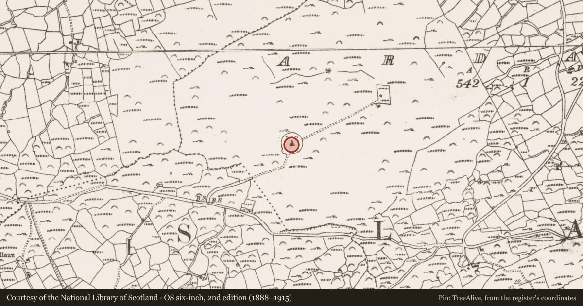 Ordnance Survey six-inch map, 2nd edition (1888–1915) covering the location of Martello tower, Ardagh, County Cork, with a pin at the register's coordinates