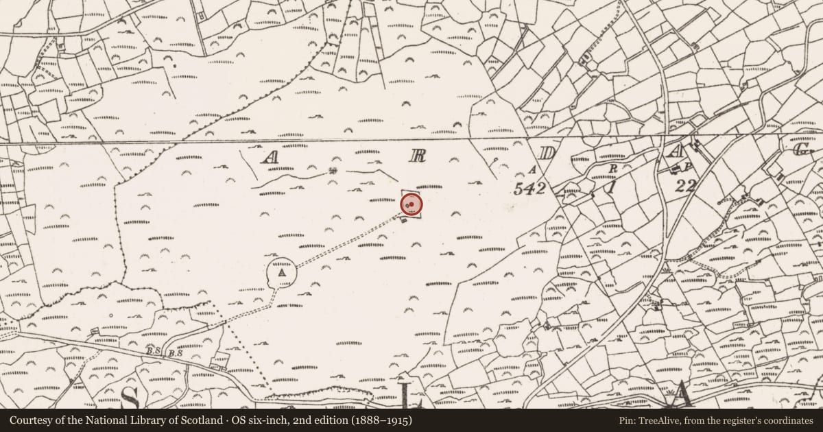 Ordnance Survey six-inch map, 2nd edition (1888–1915) covering the location of Battery, Ardagh, County Cork, with a pin at the register's coordinates