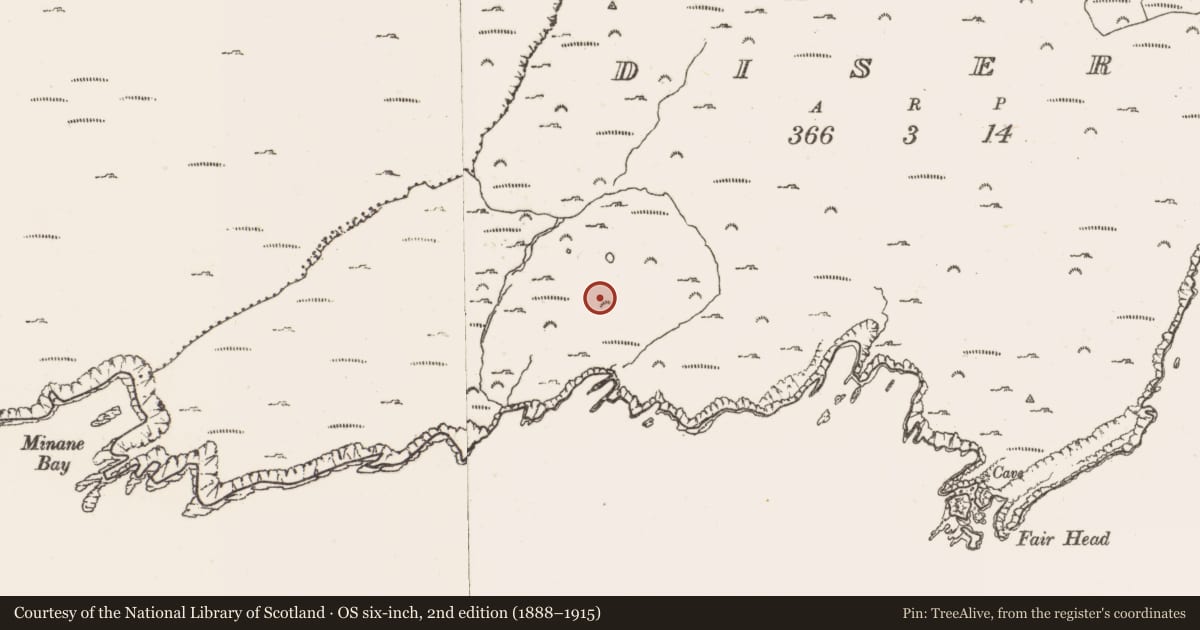 Ordnance Survey six-inch map, 2nd edition (1888–1915) covering the location of Enclosure, Disert, County Cork, with a pin at the register's coordinates
