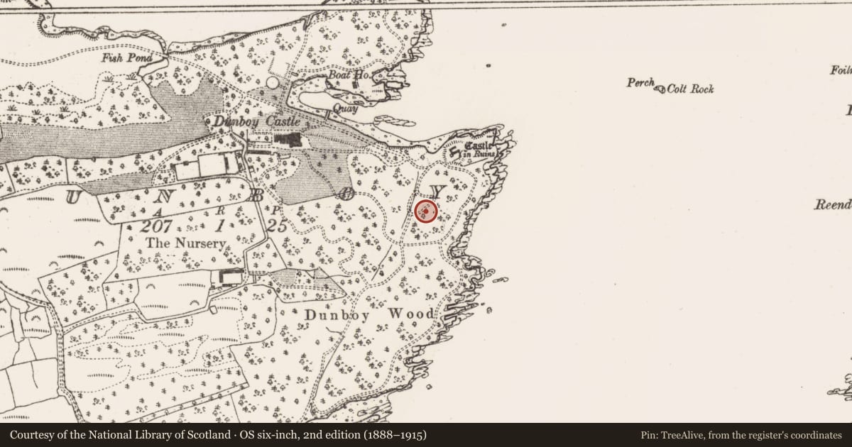 Ordnance Survey six-inch map, 2nd edition (1888–1915) covering the location of Military camp, Dunboy, County Cork, with a pin at the register's coordinates