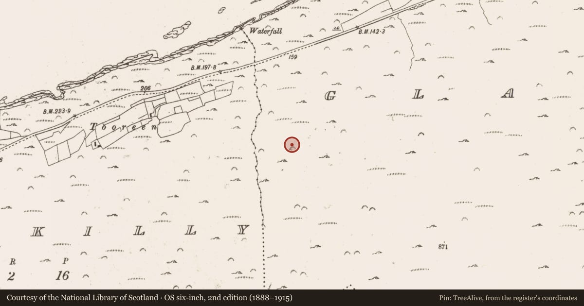 Ordnance Survey six-inch map, 2nd edition (1888–1915) covering the location of Hut site, Glanlough (Carbery West (W.D) By., Kilcrohane Par.), County Cork, with a pin at the register's coordinates