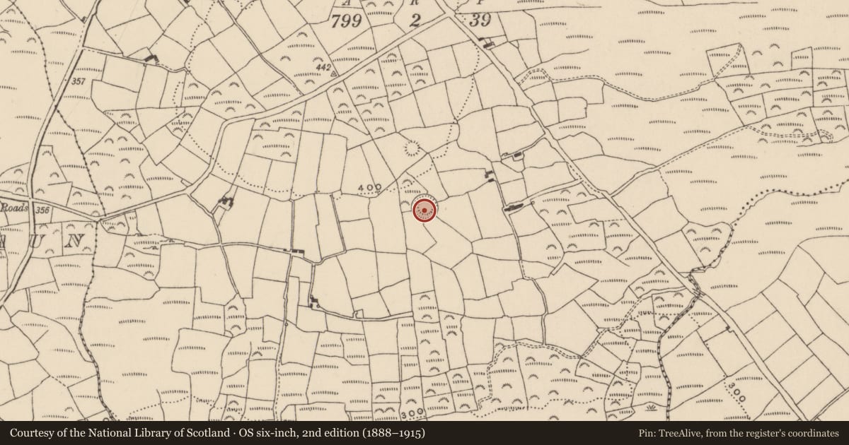Ordnance Survey six-inch map, 2nd edition (1888–1915) covering the location of Souterrain, Reavouler, County Cork, with a pin at the register's coordinates