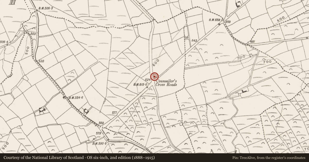 Ordnance Survey six-inch map, 2nd edition (1888–1915) covering the location of Souterrain, Cahermore, County Cork, with a pin at the register's coordinates