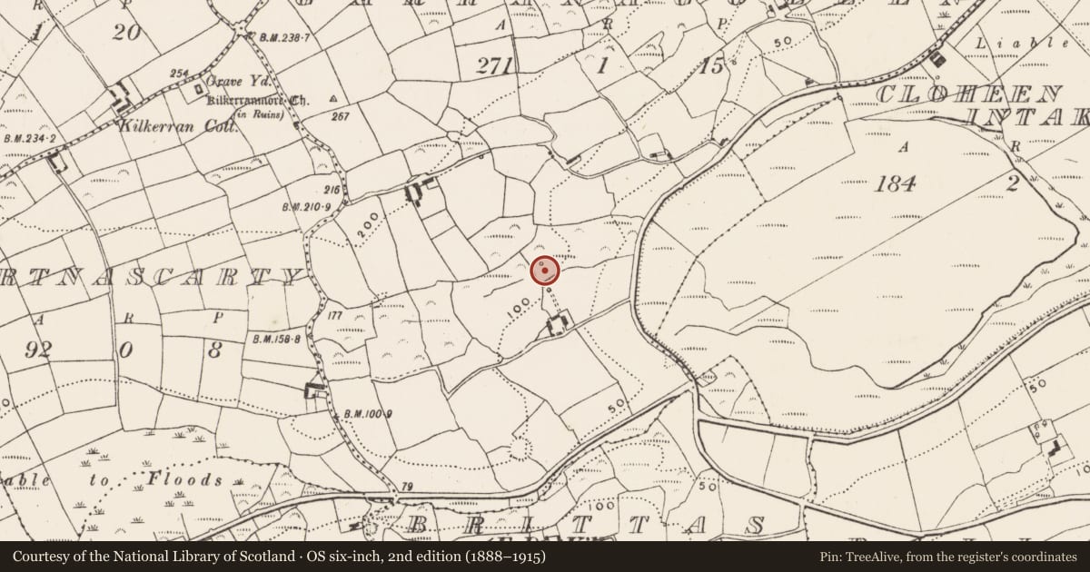 Ordnance Survey six-inch map, 2nd edition (1888–1915) covering the location of Fulacht fia, Garranagoleen, County Cork, with a pin at the register's coordinates