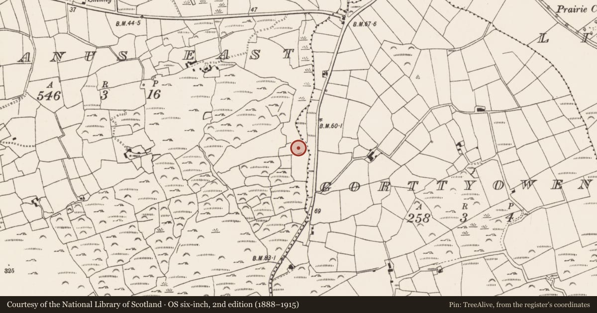 Ordnance Survey six-inch map, 2nd edition (1888–1915) covering the location of Fulacht fia, Dunmanus East, County Cork, with a pin at the register's coordinates