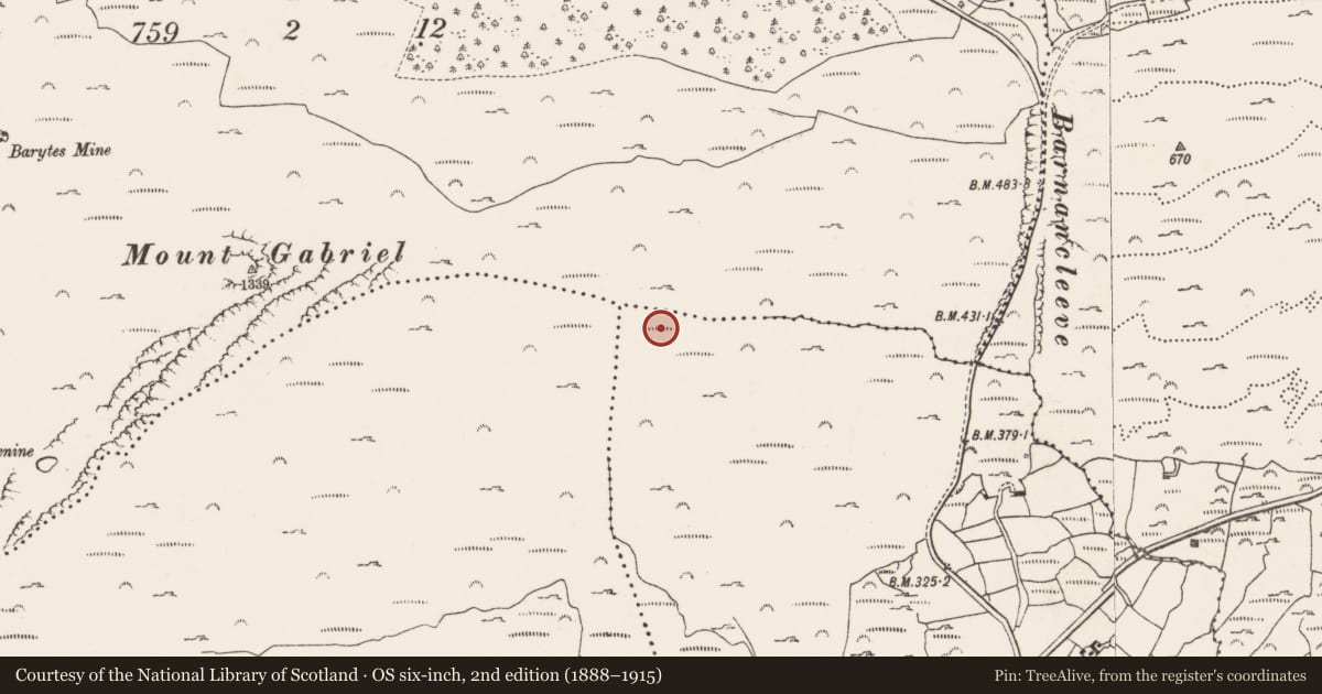 Ordnance Survey six-inch map, 2nd edition (1888–1915) covering the location of Mine - copper, Rathcool, County Cork, with a pin at the register's coordinates