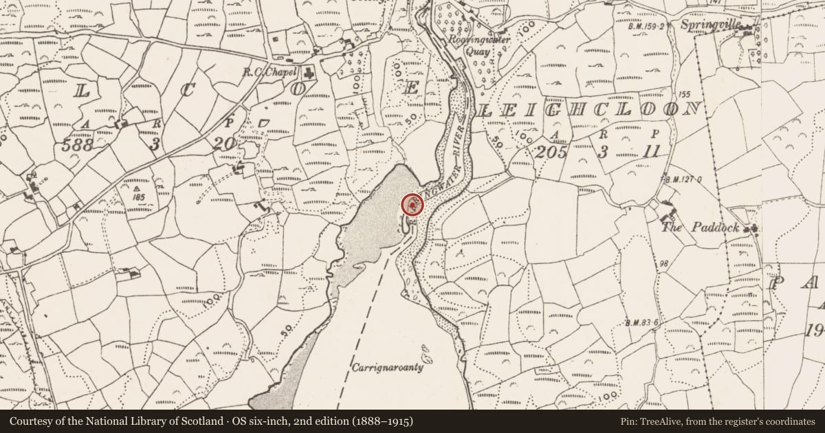 Ordnance Survey six-inch map, 2nd edition (1888–1915) covering the location of Midden, Kilcoe, County Cork, with a pin at the register's coordinates