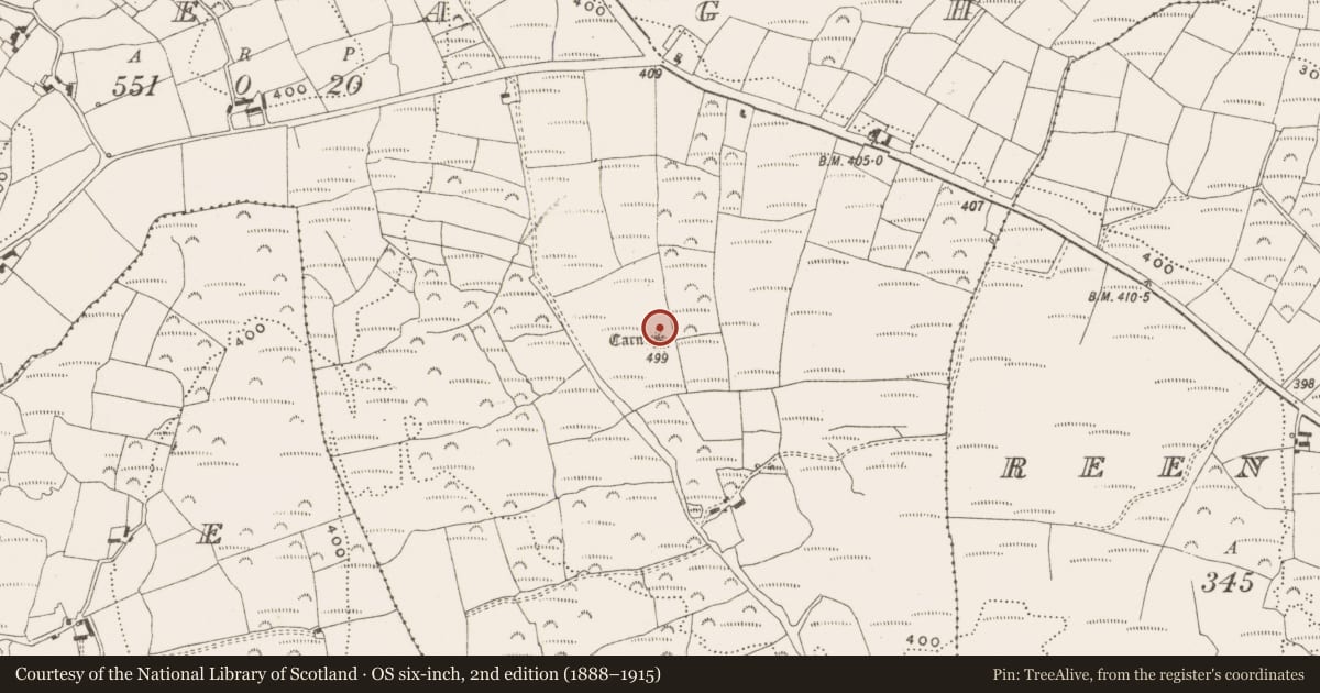 Ordnance Survey six-inch map, 2nd edition (1888–1915) covering the location of Barrow - ring-barrow, Skeagh, County Cork, with a pin at the register's coordinates