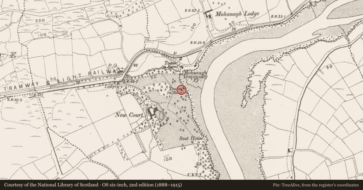 Ordnance Survey six-inch map, 2nd edition (1888–1915) covering the location of Designed landscape - belvedere, Reenmurragha, County Cork, with a pin at the register's coordinates