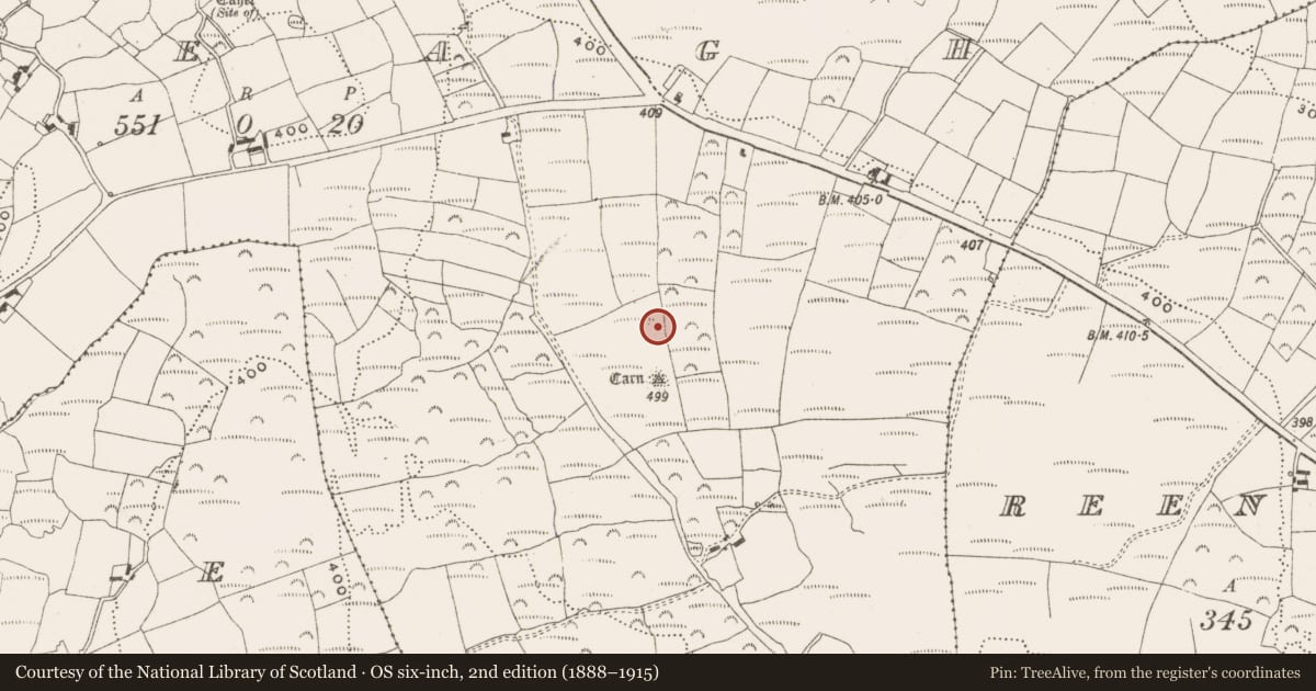 Ordnance Survey six-inch map, 2nd edition (1888–1915) covering the location of Barrow - ring-barrow, Skeagh, County Cork, with a pin at the register's coordinates