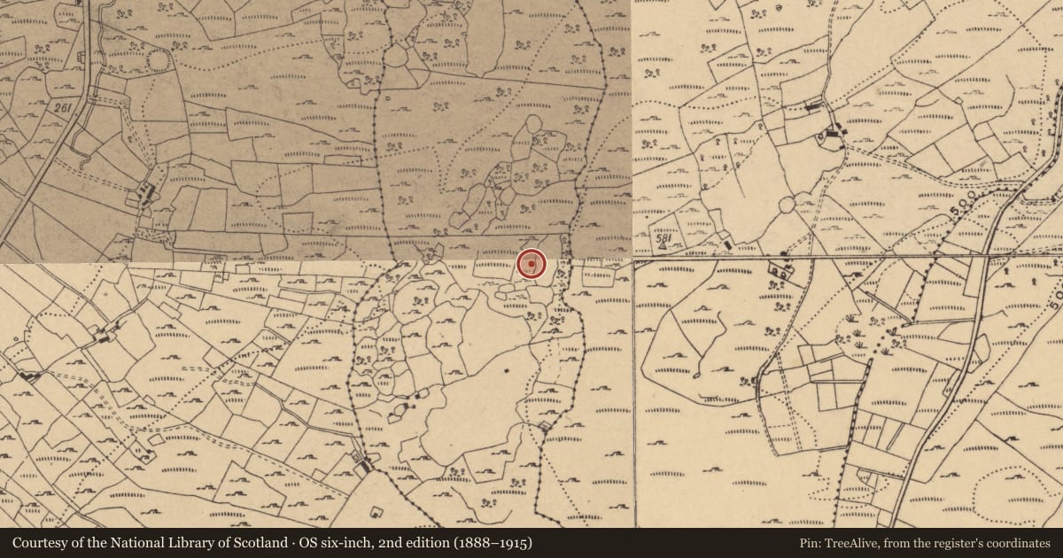 Ordnance Survey six-inch map, 2nd edition (1888–1915) covering the location of House - indeterminate date, Oggal, County Cavan, with a pin at the register's coordinates