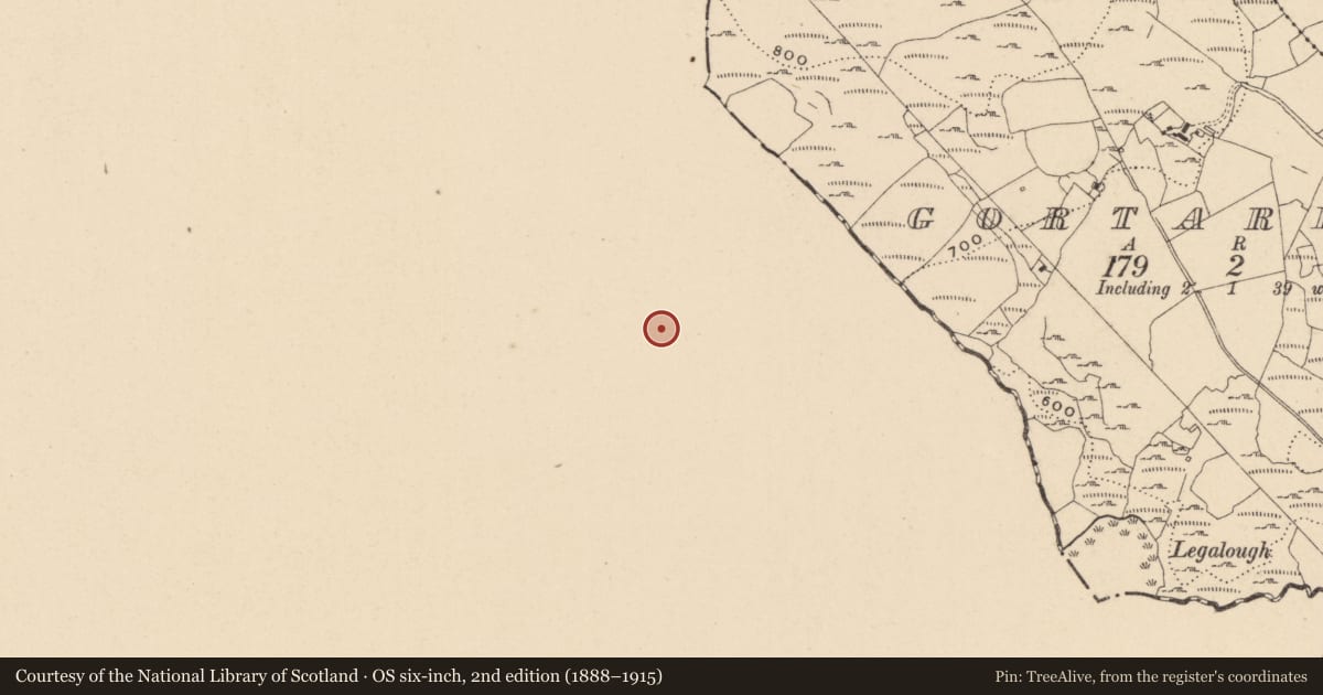 Ordnance Survey six-inch map, 2nd edition (1888–1915) covering the location of Megalithic tomb - wedge tomb, Legalough, County Cavan, with a pin at the register's coordinates