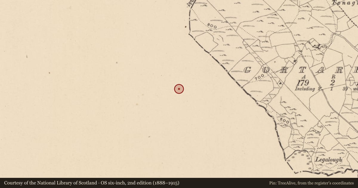 Ordnance Survey six-inch map, 2nd edition (1888–1915) covering the location of Enclosure, Legalough, County Cavan, with a pin at the register's coordinates