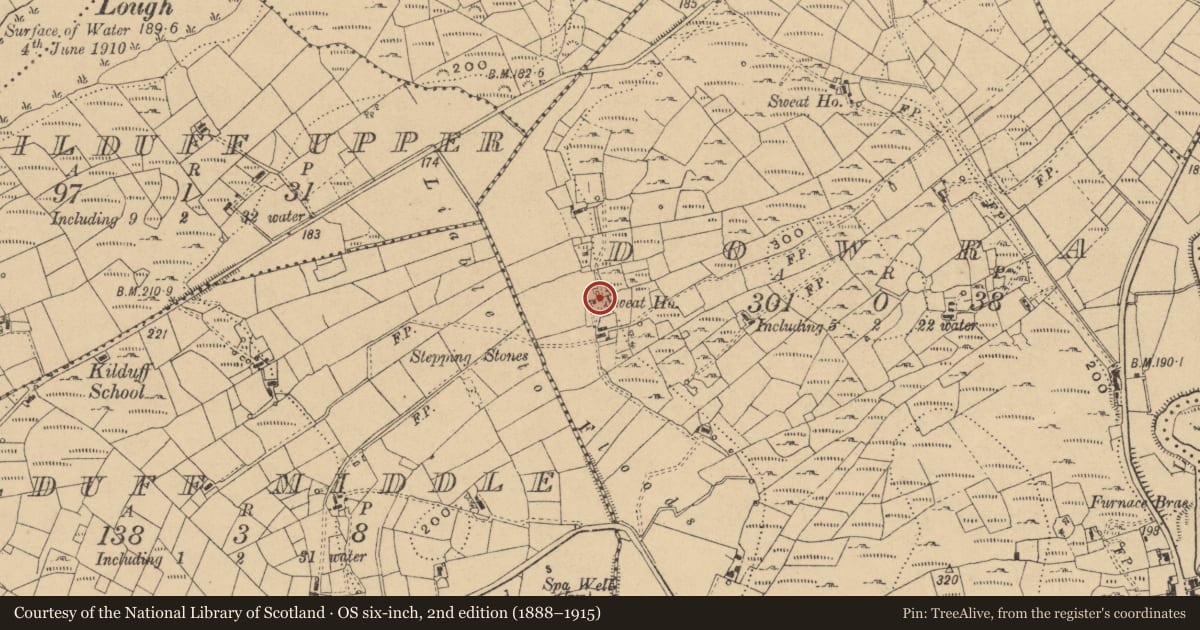 Ordnance Survey six-inch map, 2nd edition (1888–1915) covering the location of Sweathouse, Dowra, County Cavan, with a pin at the register's coordinates