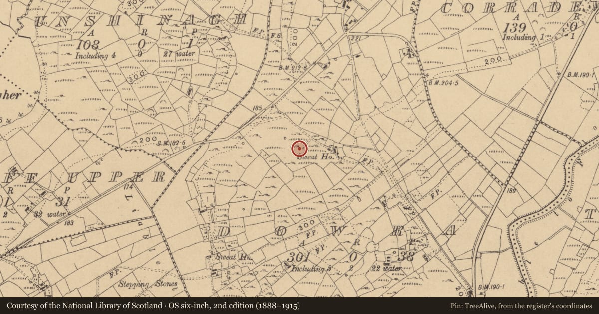 Ordnance Survey six-inch map, 2nd edition (1888–1915) covering the location of Sweathouse, Dowra, County Cavan, with a pin at the register's coordinates