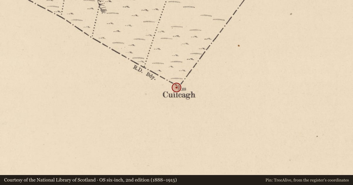 Ordnance Survey six-inch map, 2nd edition (1888–1915) covering the location of Hut site, Commas, County Cavan, with a pin at the register's coordinates