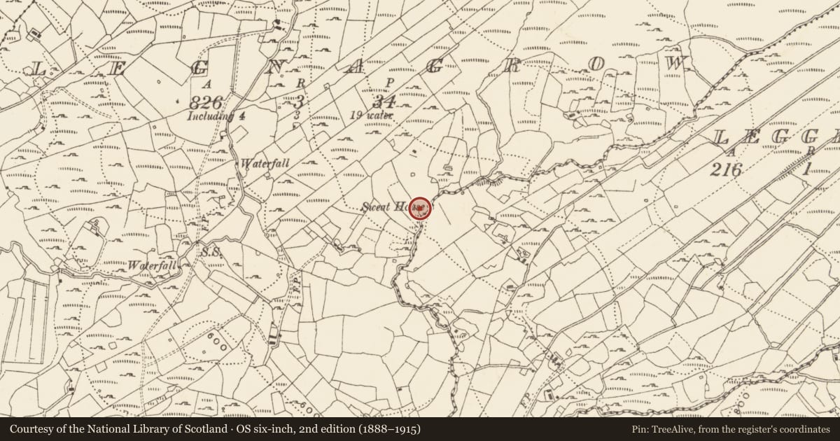 Ordnance Survey six-inch map, 2nd edition (1888–1915) covering the location of Sweathouse, Legnagrow, County Cavan, with a pin at the register's coordinates