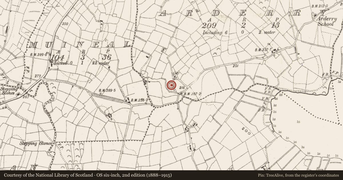 Ordnance Survey six-inch map, 2nd edition (1888–1915) covering the location of Ringfort - rath, Arderry, County Cavan, with a pin at the register's coordinates
