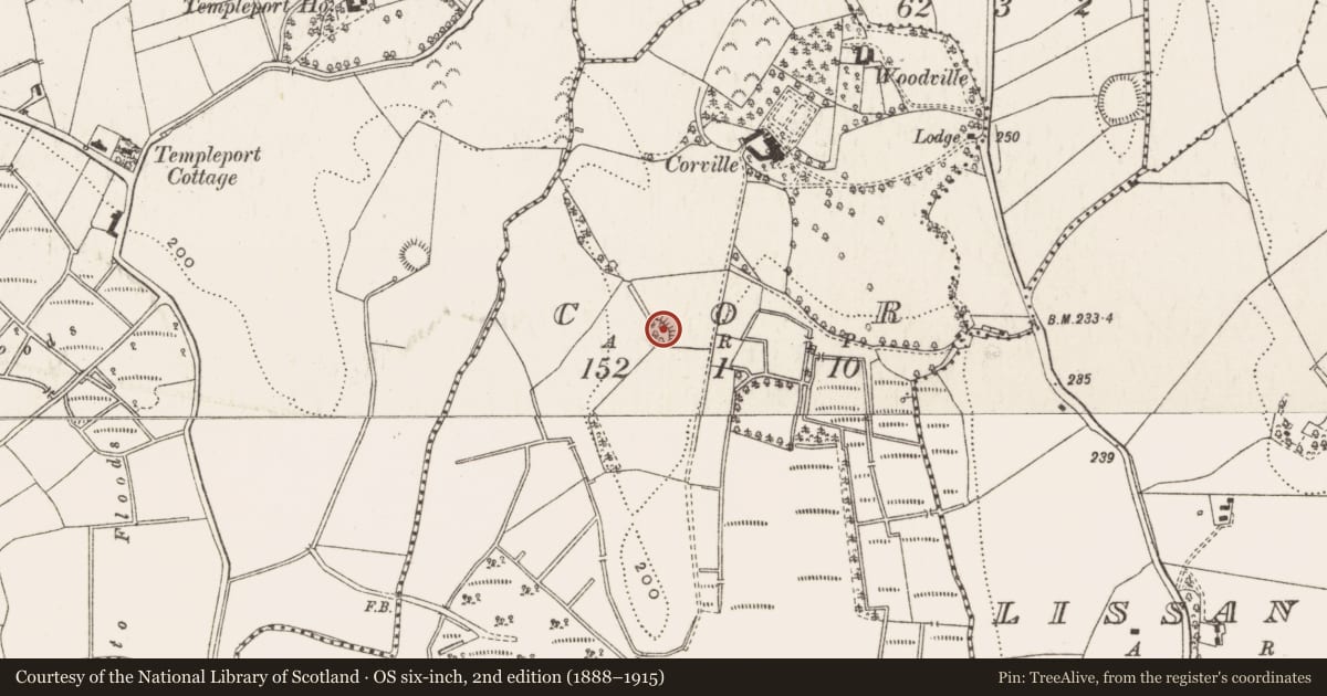 Ordnance Survey six-inch map, 2nd edition (1888–1915) covering the location of Ringfort - rath, Cor, County Cavan, with a pin at the register's coordinates