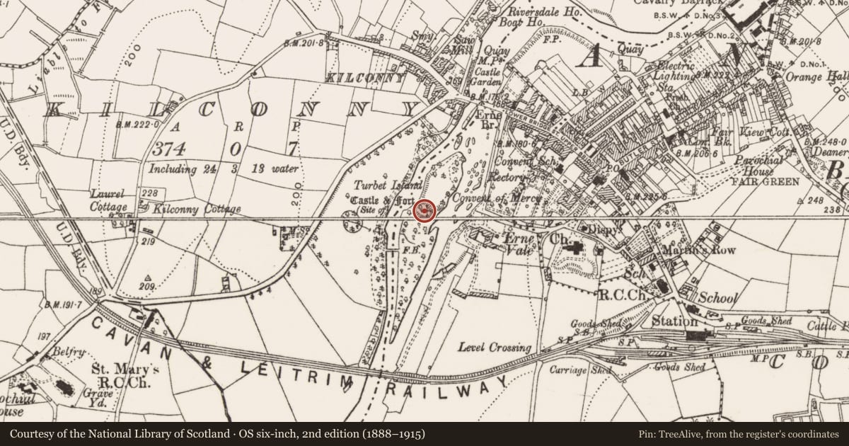 Ordnance Survey six-inch map, 2nd edition (1888–1915) covering the location of Structure, Straheglin, County Cavan, with a pin at the register's coordinates
