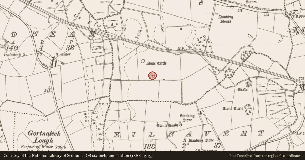 Ordnance Survey six-inch map, 2nd edition (1888–1915) covering the location of Barrow - unclassified, Lissanover, County Cavan, with a pin at the register's coordinates