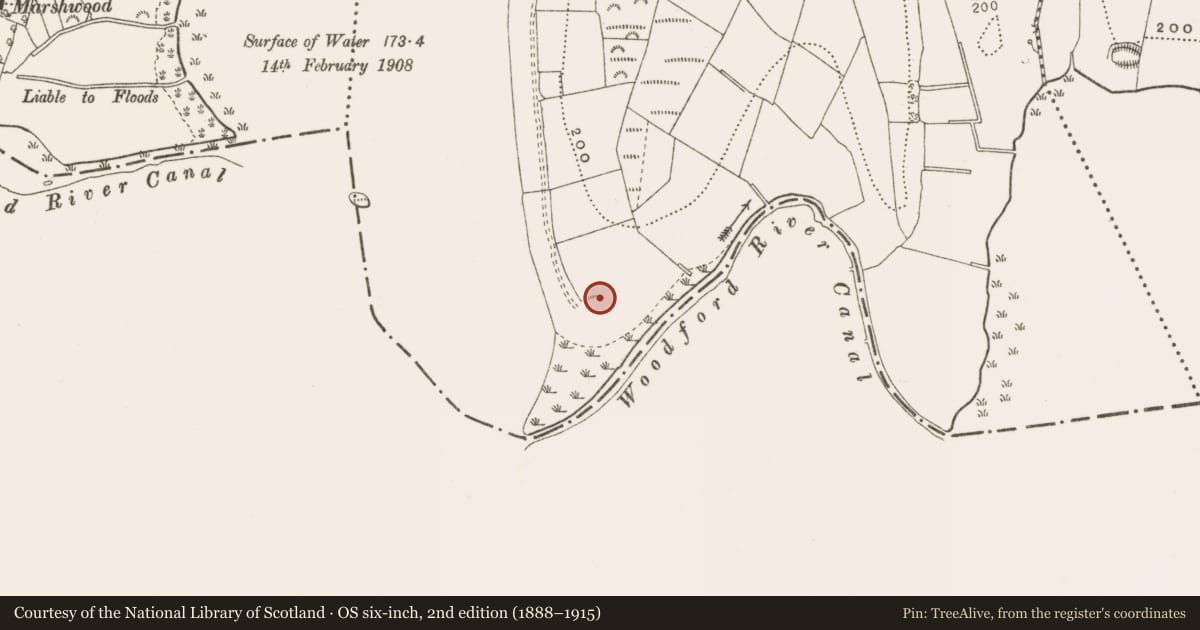 Ordnance Survey six-inch map, 2nd edition (1888–1915) covering the location of Ringfort - rath, Sruhagh, County Cavan, with a pin at the register's coordinates