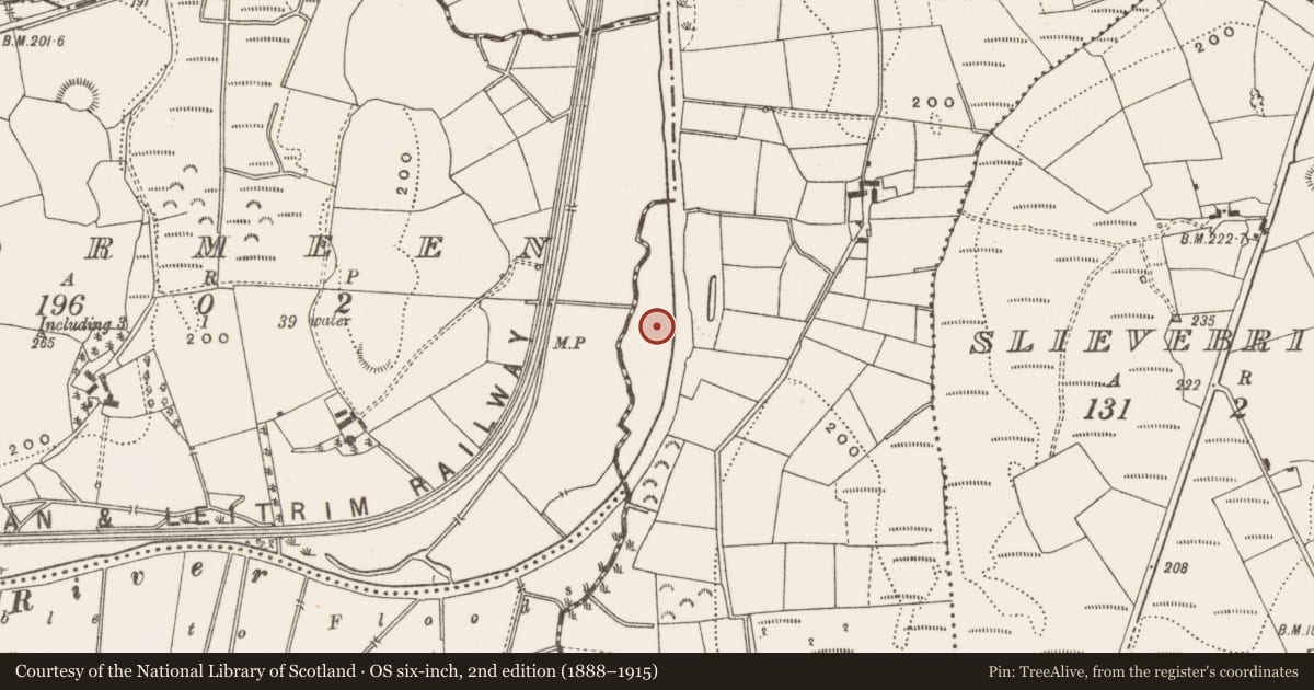 Ordnance Survey six-inch map, 2nd edition (1888–1915) covering the location of Ringfort - rath, Agharaskilly, County Cavan, with a pin at the register's coordinates