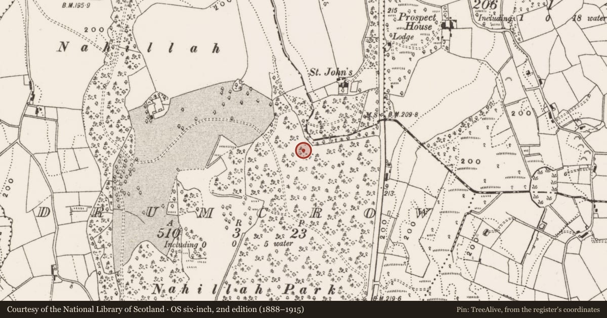 Ordnance Survey six-inch map, 2nd edition (1888–1915) covering the location of Well, Drumcrow, County Cavan, with a pin at the register's coordinates