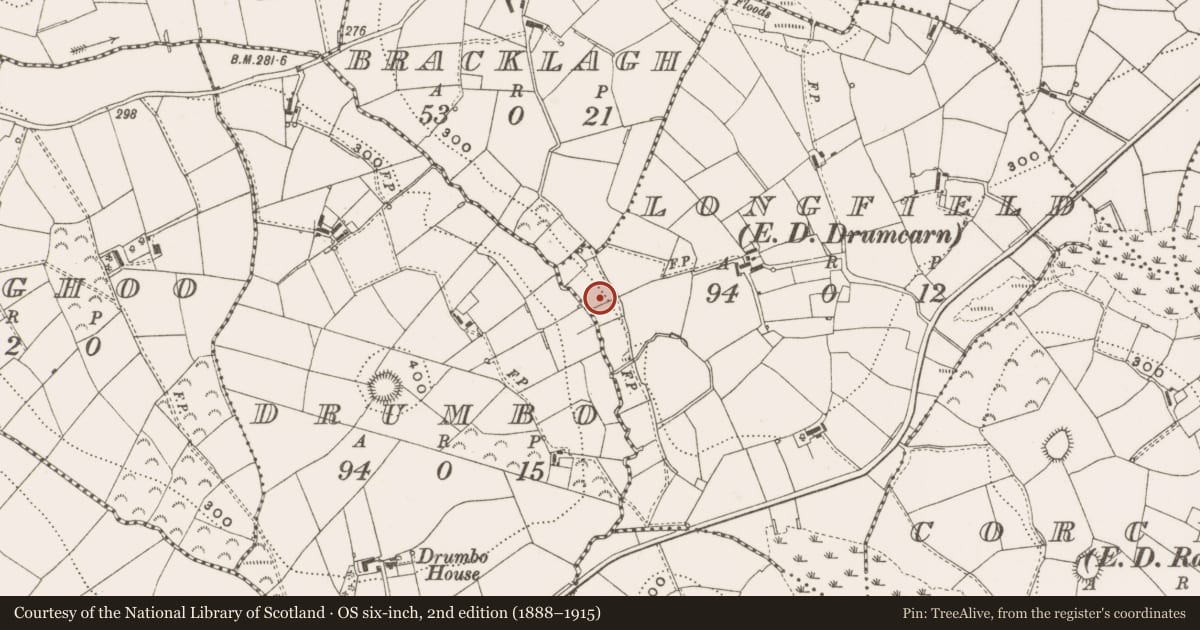 Ordnance Survey six-inch map, 2nd edition (1888–1915) covering the location of Mass-rock, Longfield, County Cavan, with a pin at the register's coordinates