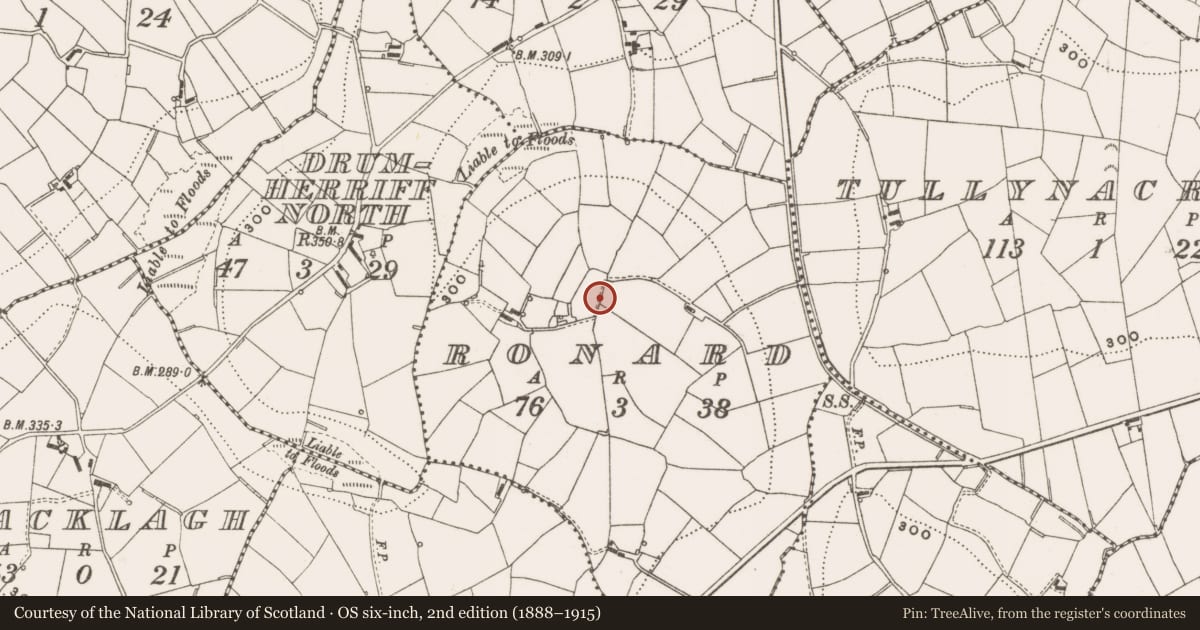 Ordnance Survey six-inch map, 2nd edition (1888–1915) covering the location of Ringfort - rath, Ronard, County Cavan, with a pin at the register's coordinates