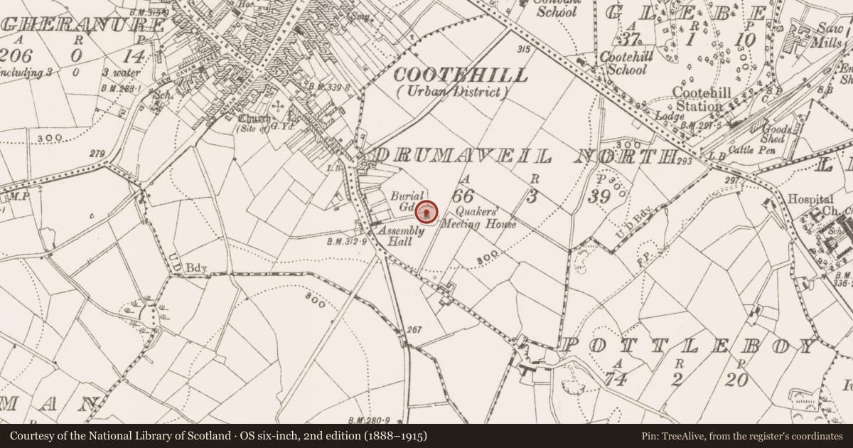 Ordnance Survey six-inch map, 2nd edition (1888–1915) covering the location of Ringfort - unclassified, Drumaveil, North, County Cavan, with a pin at the register's coordinates