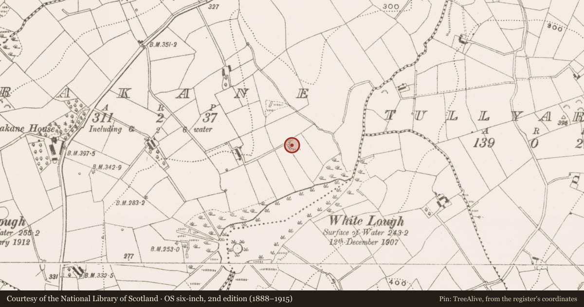 Ordnance Survey six-inch map, 2nd edition (1888–1915) covering the location of Ringfort - rath, Rakane, County Cavan, with a pin at the register's coordinates