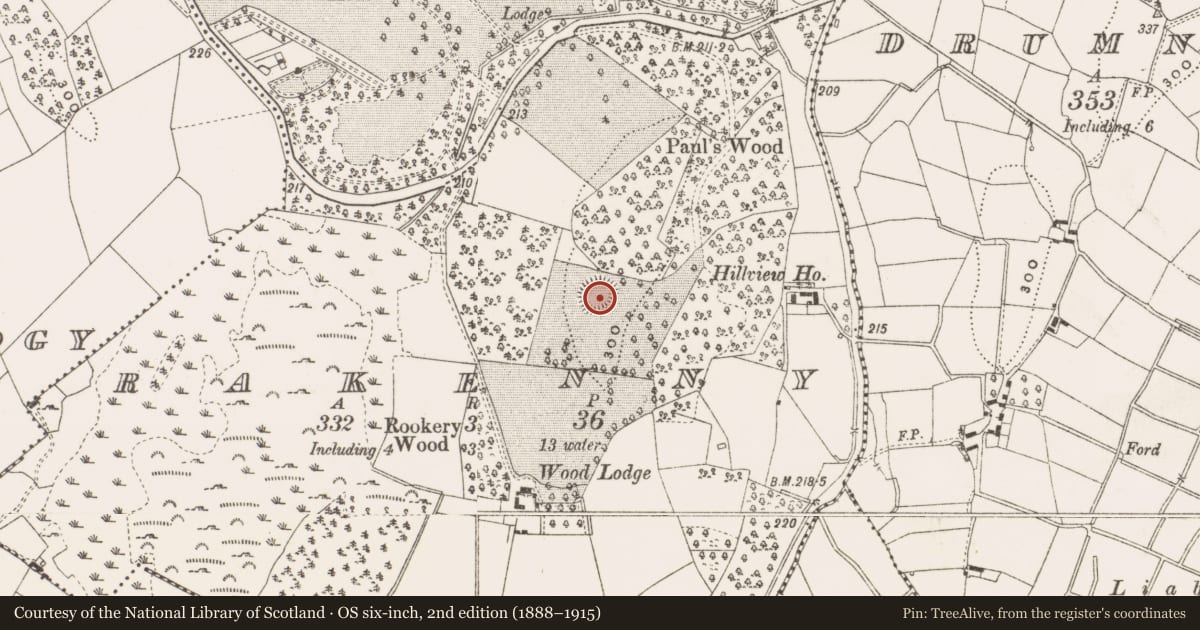 Ordnance Survey six-inch map, 2nd edition (1888–1915) covering the location of Enclosure, Rakenny, County Cavan, with a pin at the register's coordinates