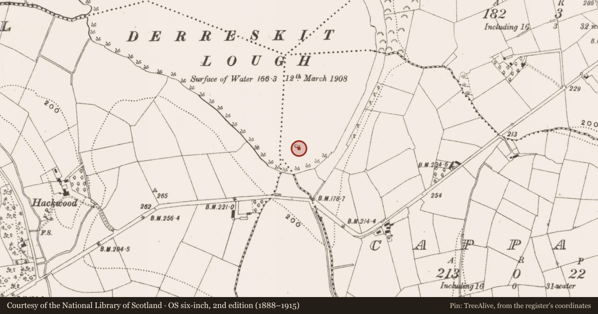 Ordnance Survey six-inch map, 2nd edition (1888–1915) covering the location of Crannog, Cappagh, County Cavan, with a pin at the register's coordinates