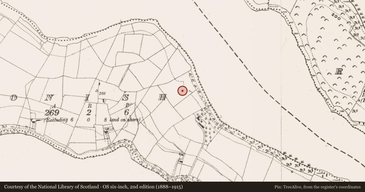 Ordnance Survey six-inch map, 2nd edition (1888–1915) covering the location of Graveyard, Eonish, County Cavan, with a pin at the register's coordinates
