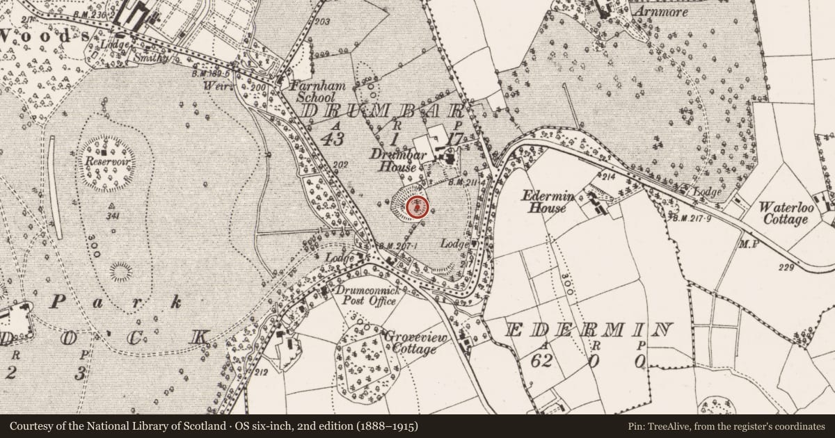 Ordnance Survey six-inch map, 2nd edition (1888–1915) covering the location of Ringfort - rath, Drumbar, County Cavan, with a pin at the register's coordinates