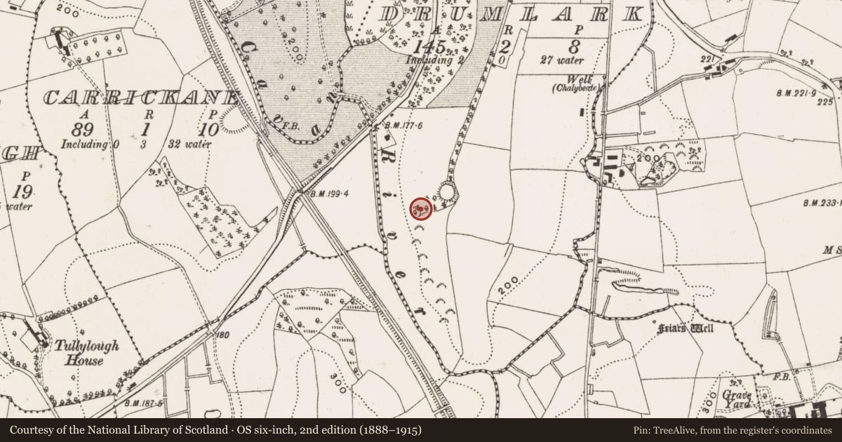 Ordnance Survey six-inch map, 2nd edition (1888–1915) covering the location of Ringfort - unclassified, Drumlark, County Cavan, with a pin at the register's coordinates