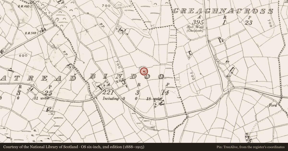 Ordnance Survey six-inch map, 2nd edition (1888–1915) covering the location of Ringfort - rath, Bindoo, County Cavan, with a pin at the register's coordinates