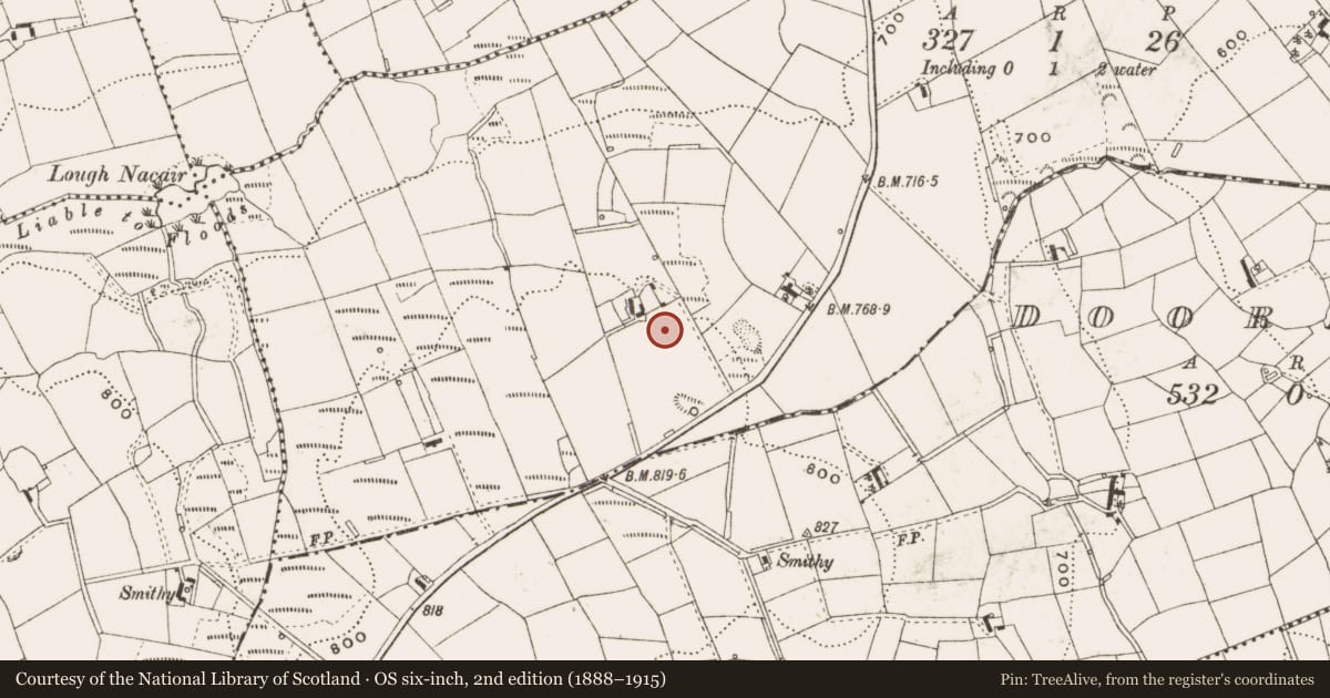 Ordnance Survey six-inch map, 2nd edition (1888–1915) covering the location of Barrow - unclassified, Cornasaus, County Cavan, with a pin at the register's coordinates