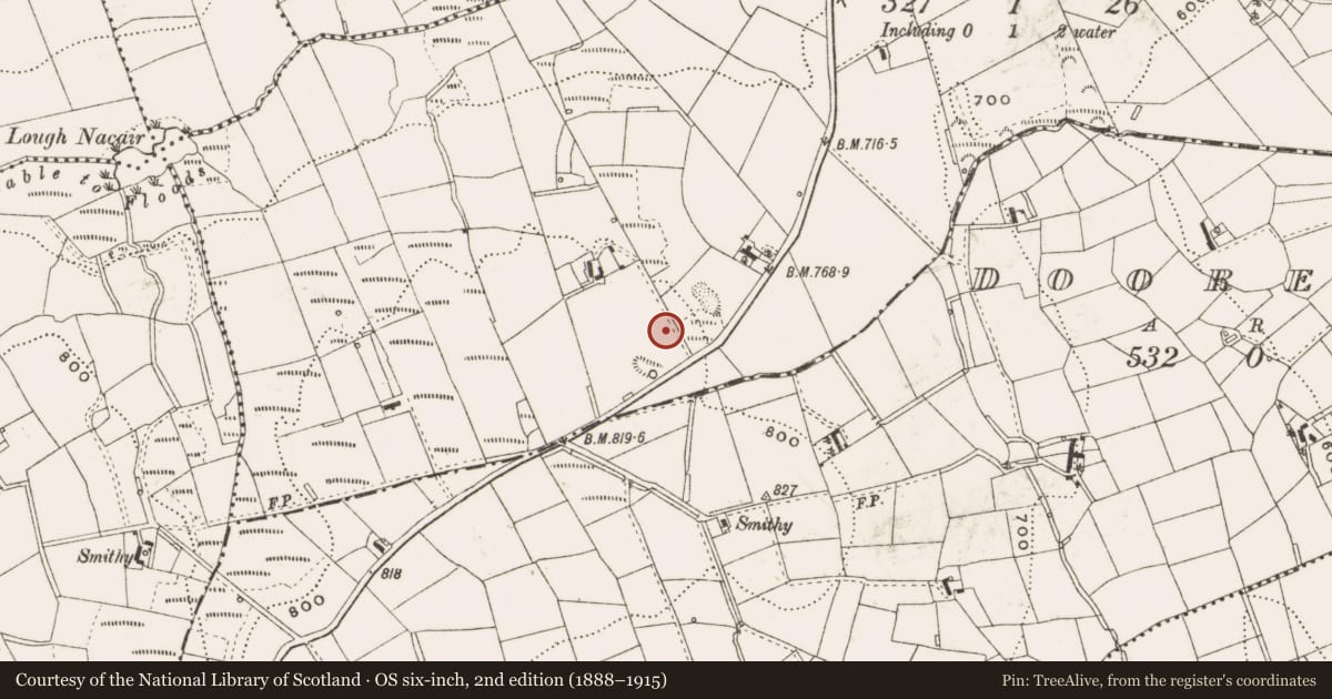 Ordnance Survey six-inch map, 2nd edition (1888–1915) covering the location of Barrow - unclassified, Cornasaus, County Cavan, with a pin at the register's coordinates