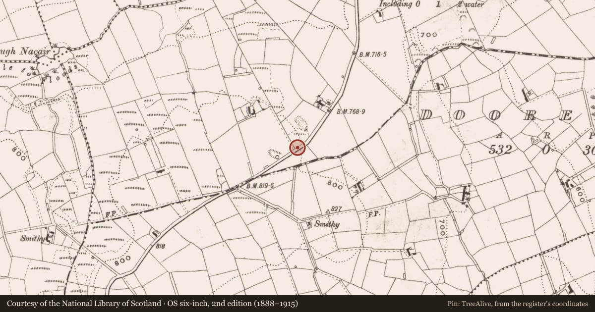 Ordnance Survey six-inch map, 2nd edition (1888–1915) covering the location of Barrow - unclassified, Cornasaus, County Cavan, with a pin at the register's coordinates
