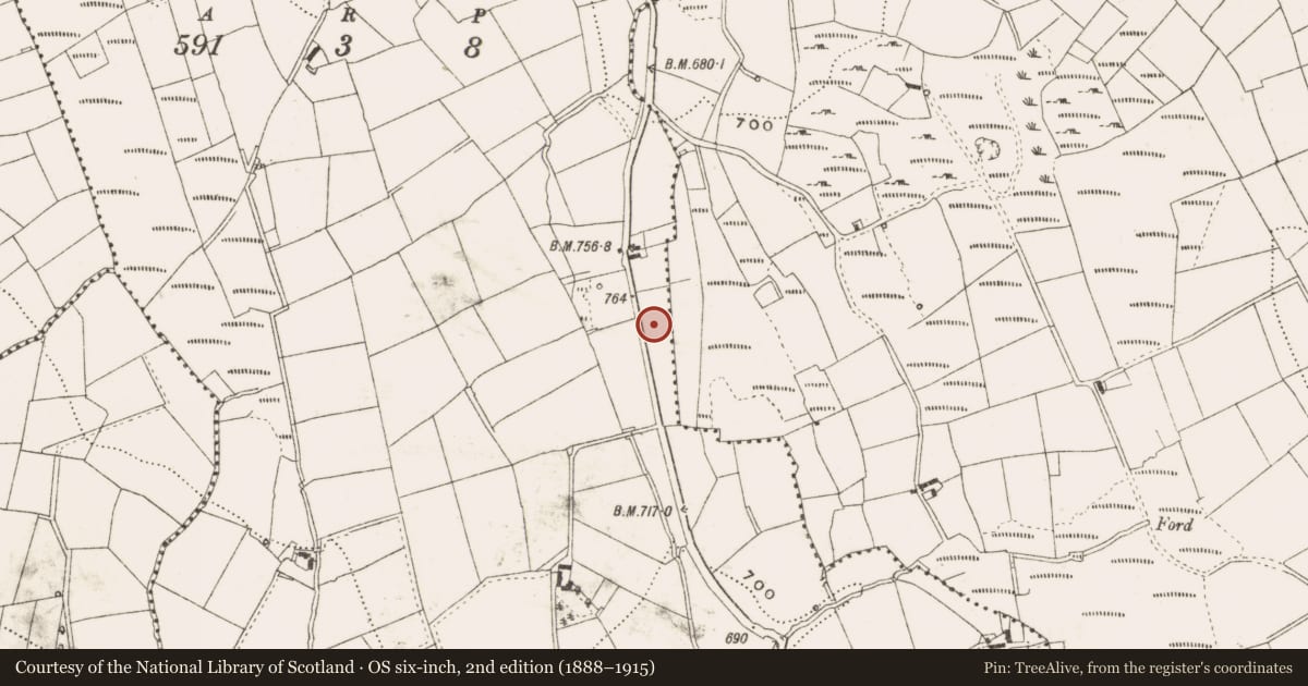 Ordnance Survey six-inch map, 2nd edition (1888–1915) covering the location of Ringfort - rath, Ratrussan, County Cavan, with a pin at the register's coordinates