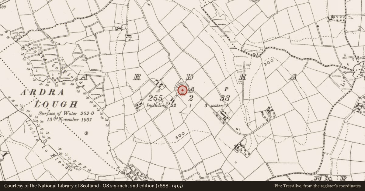 Ordnance Survey six-inch map, 2nd edition (1888–1915) covering the location of Ringfort - rath, Ardra, County Cavan, with a pin at the register's coordinates
