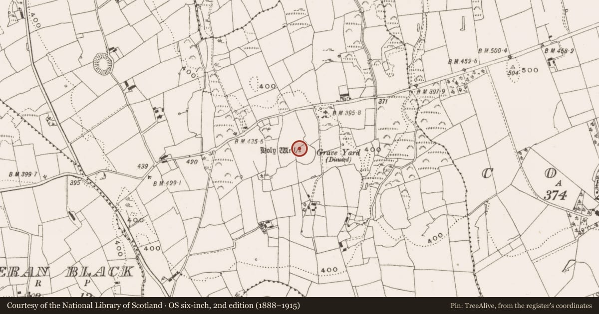Ordnance Survey six-inch map, 2nd edition (1888–1915) covering the location of Ritual site - holy well, Drumbess, County Cavan, with a pin at the register's coordinates