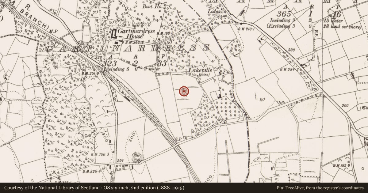 Ordnance Survey six-inch map, 2nd edition (1888–1915) covering the location of Ringfort - rath, Gartinardress, County Cavan, with a pin at the register's coordinates